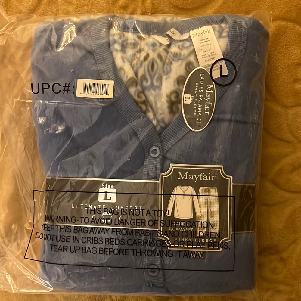 Mayfair Ladies Pajama Set Minky Fleece Size L